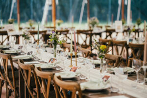 Rustic Marquee Wedding Furniture Setup – Red Woodpecker